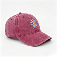 Casquette de baseball brodée motif dessin animé en promotion, vente en gros, 6 panneaux, motif floral, LOGO personnalisé, casquettes de baseball vierges, petit chapeau de papa marguerite