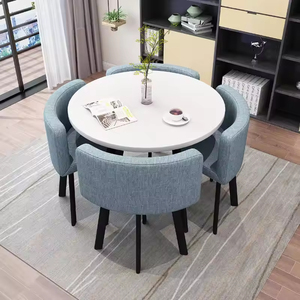 Ensemble de table à manger moderne de luxe, chaises en métal, bois MDF, écologique, durable, mobilier pour hôpital et maison, 1 table, 4 chaises, pas d'assemblage requis - Product Image 3