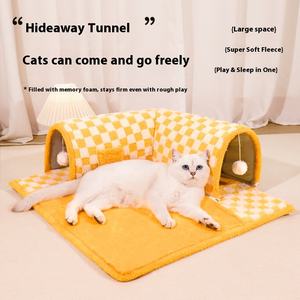 Nid tunnel pour chat confortable avec motif solide refuge fermé écologique pour toutes les saisons en ligne grotte de chat d'hiver chaud populaire - Product Image 6