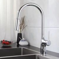 Robinet de cuisine moderne gris anthracite à poignée unique, rotatif à 360 degrés, réglable chaud/froid, avec douchette extractible