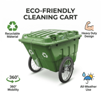 Poubelle en plastique HDPE écologique de 400 L avec couvercles, verrouillage à chaîne, frein à roue et bouchon de vidange pour les déchets des parcs publics