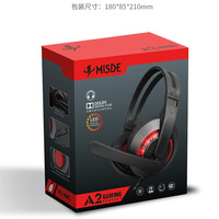 Headset Wired Over-Ear Pabrik A2 dengan Peredam Kebisingan Aktif, Tahan Air IPX-4, Kabel 1,7M untuk Gaming Desktop, Bass Berat, RGB