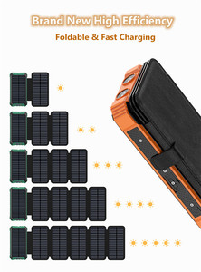 แบตสำรองพกพาแบบพับได้ 20000mAh ชาร์จเร็ว กันน้ำ ใช้กลางแจ้ง ชาร์จไร้สายด้วยพลังงานแสงอาทิตย์ พร้อมไฟ LED และพอร์ต USB คู่ - Product Image 4
