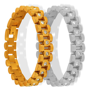 Pulsera de cristal chapada en oro, diseño geométrico, 18 cm, joyería de uso diario para mujer - Product Image 5