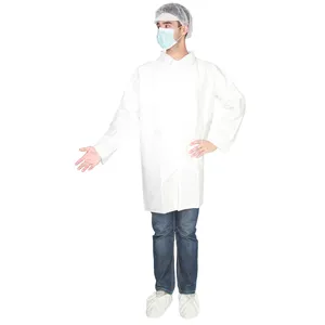 डिस्पोजेबल चिकित्सा प्रयोगशाला कोट वर्दी पीपी कोट nonwoven जैकेट सूट