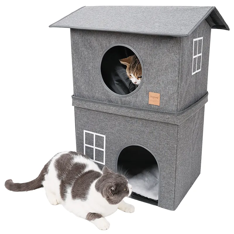 2 Story Waterproof Cat House Indoor Outdoor Foldable Kitty Cat Condo Tower