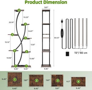 Prix d'usine Nouveauté 2026 Étagère à fleurs et support pour plantes parfumées en métal et bois à 6 niveaux pour intérieur et extérieur avec éclairage de culture - Product Image 2