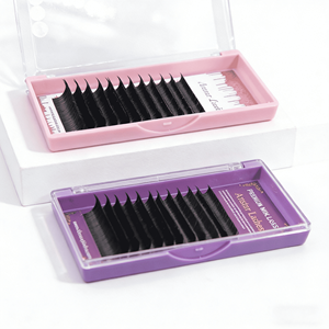 Extensions de <span class=keywords><strong>cils</strong></span> volume effet <span class=keywords><strong>bouquet</strong></span> de fleurs, en PBT coréen, faites à la <span class=keywords><strong>main</strong></span>, faciles à éventailer, noir mat - Product Image 1