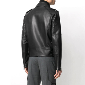 Veste en cuir noire sur mesure de haute qualité pour hommes, veste en cuir zippée tendance, style streetwear, inspiration vintage - Product Image 4