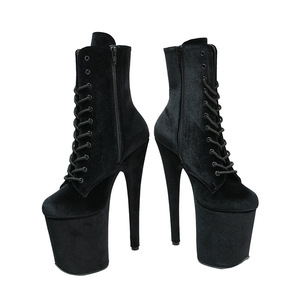 8 "cao gót nền tảng sexy Giày sân khấu trình diễn ăn mặc cực Dance Đảng 20cm strippe Đỏ bơm crossdresser cô dâu - Product Image 1