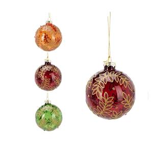 Sphère en verre avec décoration de feuilles scintillantes DIAM. 8CM ASS. - Product Image 1