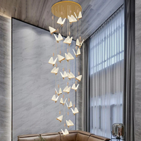 Lustre LED moderne personnalisé en forme de papillon, luminaire suspendu pour escalier, hall d'hôtel, villa, chambre à coucher