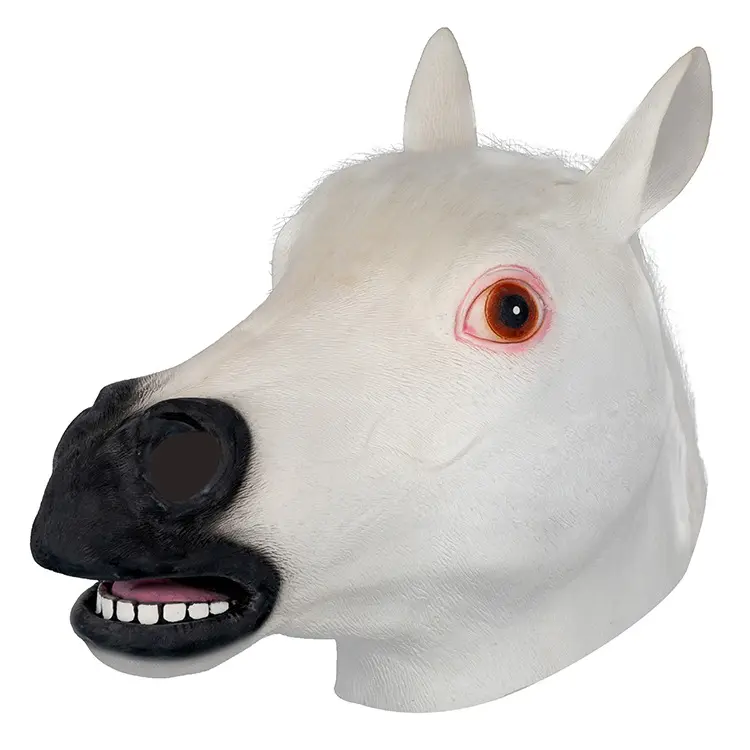 Хэллоуин косплей маска для лица животных белая черная Лошадь Маска латексная маска