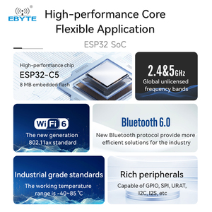 Ebyte ODM Série E101-C5 <span class=keywords><strong>ESP32</strong></span>-C5 Module WiFi double bande Communication double bande 2.4 + <span class=keywords><strong>5GHz</strong></span> WiFi6 + BLE5.3 Flash haute Performance 8M - Product Image 3