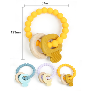 <span class=keywords><strong>Bracelet</strong></span> de dentition en Silicone sans BPA pour bébés, anneau pour soulager la douleur des dents, sécurité, avec anneau en bois et donuts, 1 pièce - Product Image 2