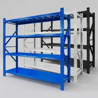 Étagères de supermarché sans boulons, 5 niveaux réglables, en métal perforé, avec rivets, assemblage rapide, bleu, blanc, noir