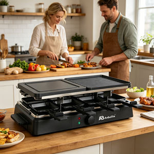 Anbolife Gril <span class=keywords><strong>Raclette</strong></span> Électrique 8 Personnes, Table <span class=keywords><strong>de</strong></span> Cuisson Antiadhésive, Fonction Fondoir à Fromage, 1300W, Température Réglable - Product Image 6