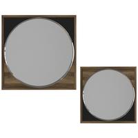 Espejo Valdes Redondo de Diseño Moderno en Aglomerado Negro Nogal de Lujo, Exclusivo y Más Vendido en Turquía, Fácil de Montar para Uso Decorativo