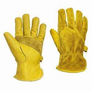 Yulan LC617 <strong>Yellow</strong> Cow Leather Drivers <strong>Glove</strong>, Warm <strong>Fleece</strong> Liner Winter Type Cold-Protection <strong>Glove</strong>