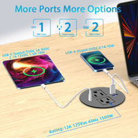 80mm Masaüstü Şarj Hub'ı, AC Prizleri ve USB Şarj Portları ile 125V 12A, Ev Ofis Çalışma Odaları için