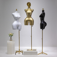 Mannequin de présentation demi-corps en plastique doré grande taille pour femme, effet rehausseur de fesses