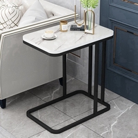 Table basse moderne polyvalente autoportante en bois et métal, empilable et portable, avec étagère de rangement et montage facile pour salon