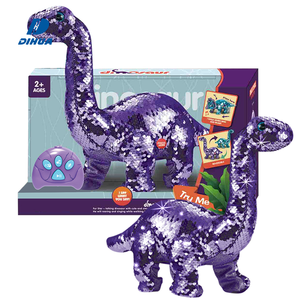 Jouet en peluche dinosaure Brachiosaure à sequins réversible pour enfants, jouets en peluche télécommandés qui répètent ce que vous dites - Product Image 1