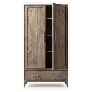 High Quality Freestanding Modern Solid Wood Wardrobe Closet with Double Doors 2 Drawers Customizable Size for Bedroom Dining - Product Image 5