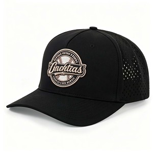 Casquette de baseball unisexe de style urbain, haute qualité, 6 panneaux, avec broderie et patch en cuir, en tissu personnalisé, respirante et imperméable - Product Image 1