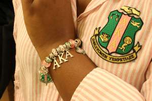 Pink Green Alpha Kapp Alpha Black Divine Nine Fraternity Silver Sorority Charms Pulsera Bling Floral Cherished Charm Pulseras - Product Image 4