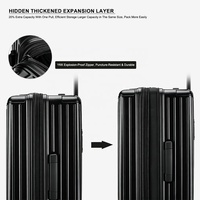 Valise de luxe à roulettes en alliage d'aluminium et PC, ouverture latérale, personnalisable, fermeture éclair, étanche, légère, idéale pour les voyages à l'aéroport