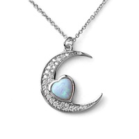 Flyskye — collier en argent Sterling 925 fait main, pendentif en forme de cœur, opale bleue, vente en gros