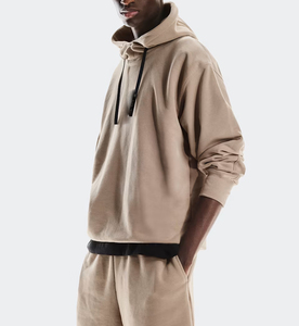 <span class=keywords><strong>Tuta</strong></span> Sportiva da Uomo Trendy del Produttore: Felpa con Cappuccio <span class=keywords><strong>in</strong></span> Spugna Traspirante e <span class=keywords><strong>Bermuda</strong></span>, Vestibilità Ampia e Oversize - Product Image 2