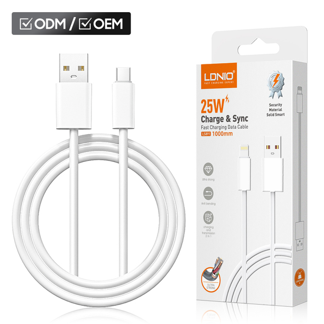 LDNIO LS891 OEM Type c Fast Charger Cable Flat Phone Micro Usb Data Cable Fast Charging Type c Cable for iphone