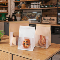 Sac d'emballage de pain en plastique PE recyclable de qualité alimentaire conception transparente fenêtre de cuisson poignée Flexiloop pour Sushi Toast Dim Sum