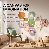 Lot de 10 tuiles murales hexagonales en feutre autocollantes pour tableau d'affichage, avec formes mignonnes et épingles, pour photos et mémos