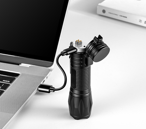 2023 nuevas linternas eléctricas de autodefensa láser, encendedor portátil para acampar al aire libre, recargable por USB, doble arco - Product Image 5