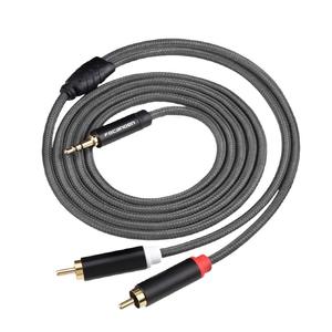 Cable Divisor de Audio Focanben de 3.5 mm a RCA, Doble Conector, Gris, con Blindaje Trenzado, para Audio y Video - Product Image 4
