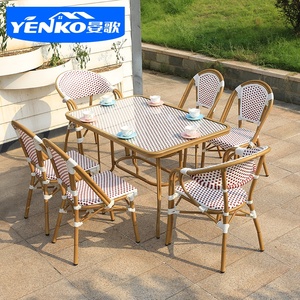 Mesa y sillas de <span class=keywords><strong>bambú</strong></span> estilo francés, conjunto de jardín, mesa de comedor para patio, muebles de exterior - Product Image 4