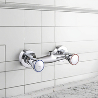 Mitigeur de douche mural à double poignée en laiton, avec cartouche céramique, finition chromée polie, design moderne