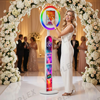 Photomaton portable en forme d'arche pour iPad 10,2-13 pouces, coque métallique avec anneau lumineux RGB et valise de transport pour location événementielle (fêtes, mariages)
