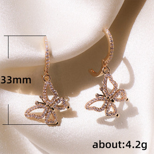Creative Butterfly Huggie Hoop Earrings for Women Sparkling Elegant Daily Fashion Ear Jewelry - Product Image 5