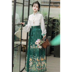 ชุดฮั่นฝูจีนสุดหรู ลายมังกรและนกฟีนิกซ์ปักดิ้นทอง พร้อมกระโปรงทรงม้า + <span class=keywords><strong>เสื้อ</strong></span>คลุม ชุดประจำชาติแบบดั้งเดิมสำหรับเทศกาลตรุษจีนสำหรับ<span class=keywords><strong>ผู้หญิง</strong></span> - Product Image 6