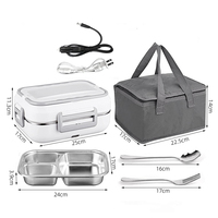 Boîte à lunch électrique 12v/24v/110v/220v Loncheras 1.5L Boîte à lunch Tiffin Boîte à lunch Bentobox Conteneurs Boîte à lunch chauffante rechargeable