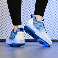 Chaussures de roller pour enfants avec roues lumineuses, tige en cuir, semelle intermédiaire en EVA, semelle extérieure en TPR, doublure en mesh, marque OEM/ODM