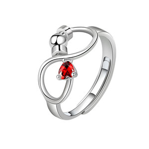 Bague anti-stress rotative en cuivre plaqué or blanc avec zircone cubique colorée taille cœur et pierre de naissance des 12 mois, bijou anti-anxiété - Product Image 5