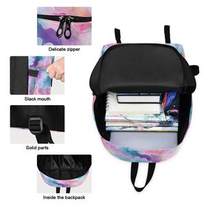 Two-piece Set Custom Print Marble Design Nylon Student Girls <b>Backpack</b> Combo Set Children School Bags with Lunch Box - Product Image 2
