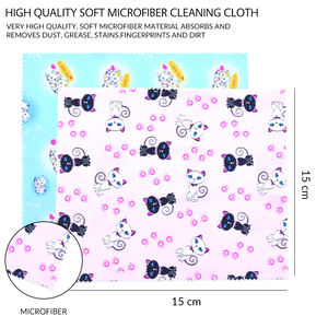 Vente chaude OEM 15x15cm Chiffon de nettoyage pour objectif en microfibre de qualité supérieure, motif chat mignon, vente en gros, logo personnalisé pour <span class=keywords><strong>lunettes</strong></span>, téléphone, appareil photo, <span class=keywords><strong>écran</strong></span> - Product Image 2