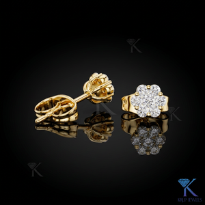 Lab Grown Diamond Floral Cluster <b>Stud</b> Earrings 7 Stone Crown Setting 14K 18K Solid Gold Women's Jewelry Wedding Party - Product Image 1