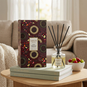 Aikun – Faible MOQ, E-commerce, ODM, Réponse Rapide – Coffret Diffuseur à Bâtonnets Rond Transparent 100ml, Motif Agrumes Juteux, pour Canapé et Salon - Product Image 1